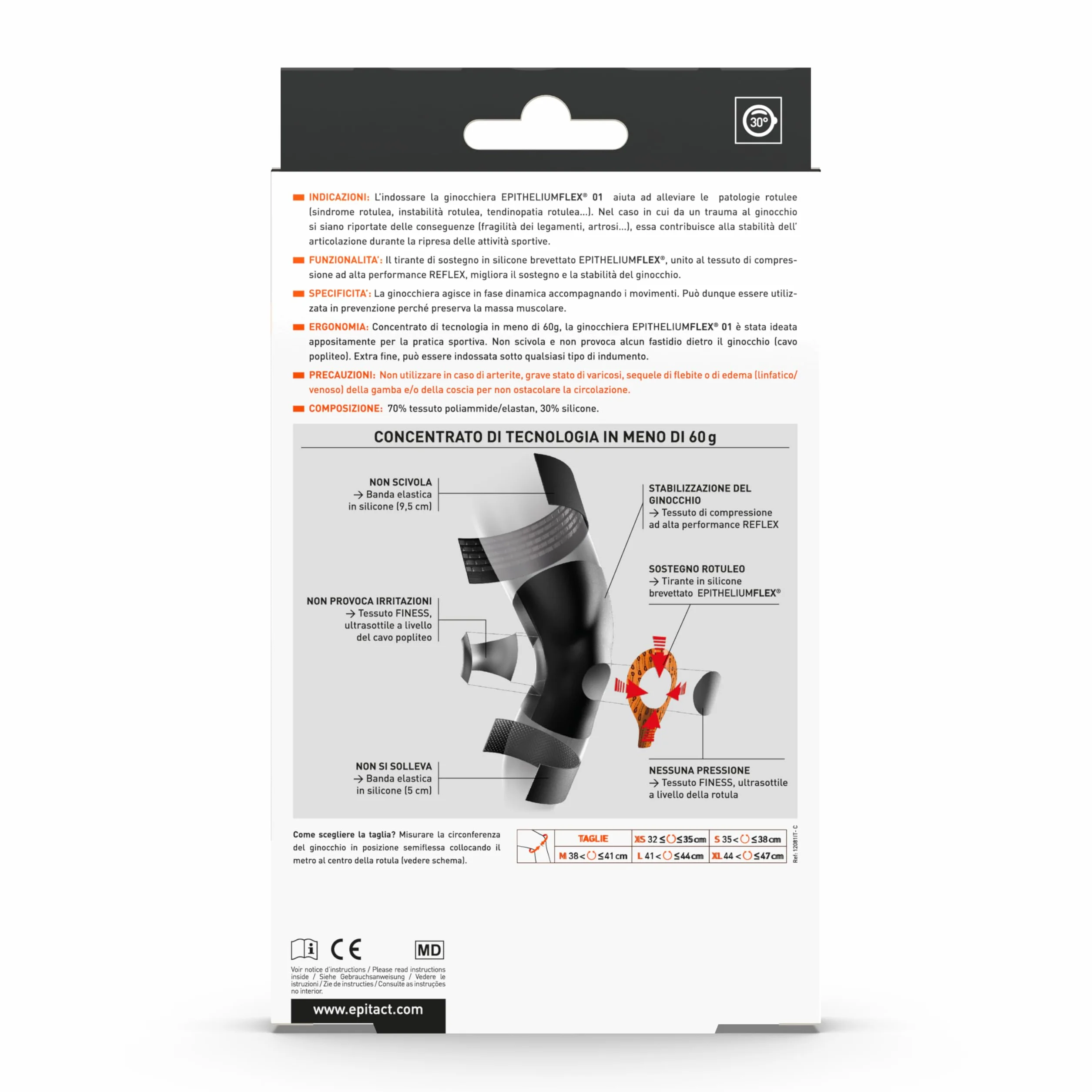 Epitact Ginocchiera Sport PHYSIOstrap Rotulea Tendinite Artrosi