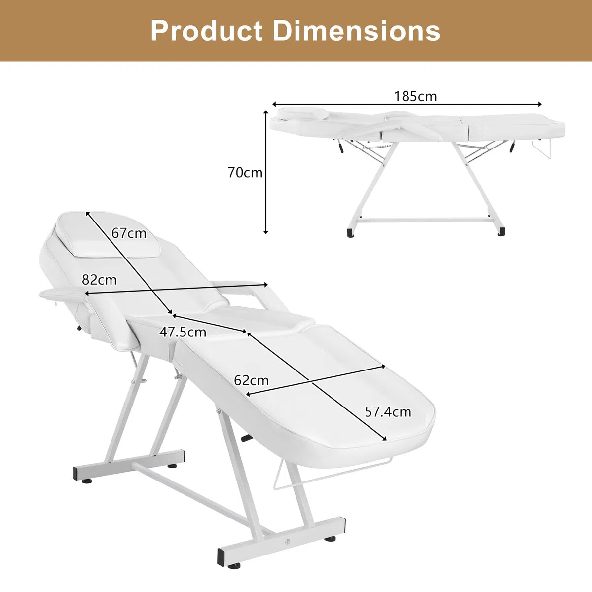 Bonnlo Sedia Tatuaggio Massaggio Letto Estetista Sedia Letto Facciale Versatile Attrezzature Salone di Bellezza Spa Parrucchiere, Bianco