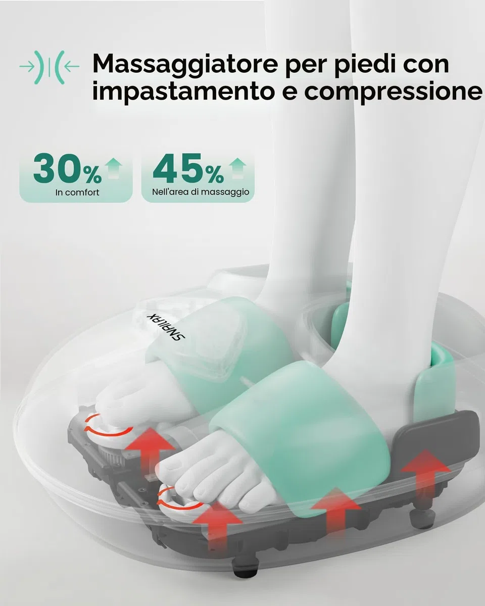 Snailax Massaggiatore per piedi con calore, Shiatsu massaggiatore per piedi per fascite plantare, Impastamento profondo, Compressione, Massaggio plantare a vibrazione, Regali per uomini donne