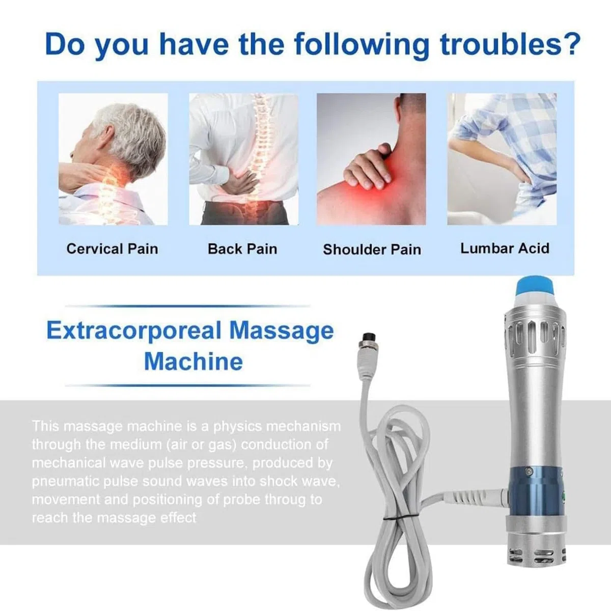 Macchina ad Onde D'urto per Disfunzione Erettile, Dispositivo terapia Focalizzate apparecchio extracorporee fisioterapia Massaggiatore con 10 Teste Per Trattamento Ed e Alleviare Dolore