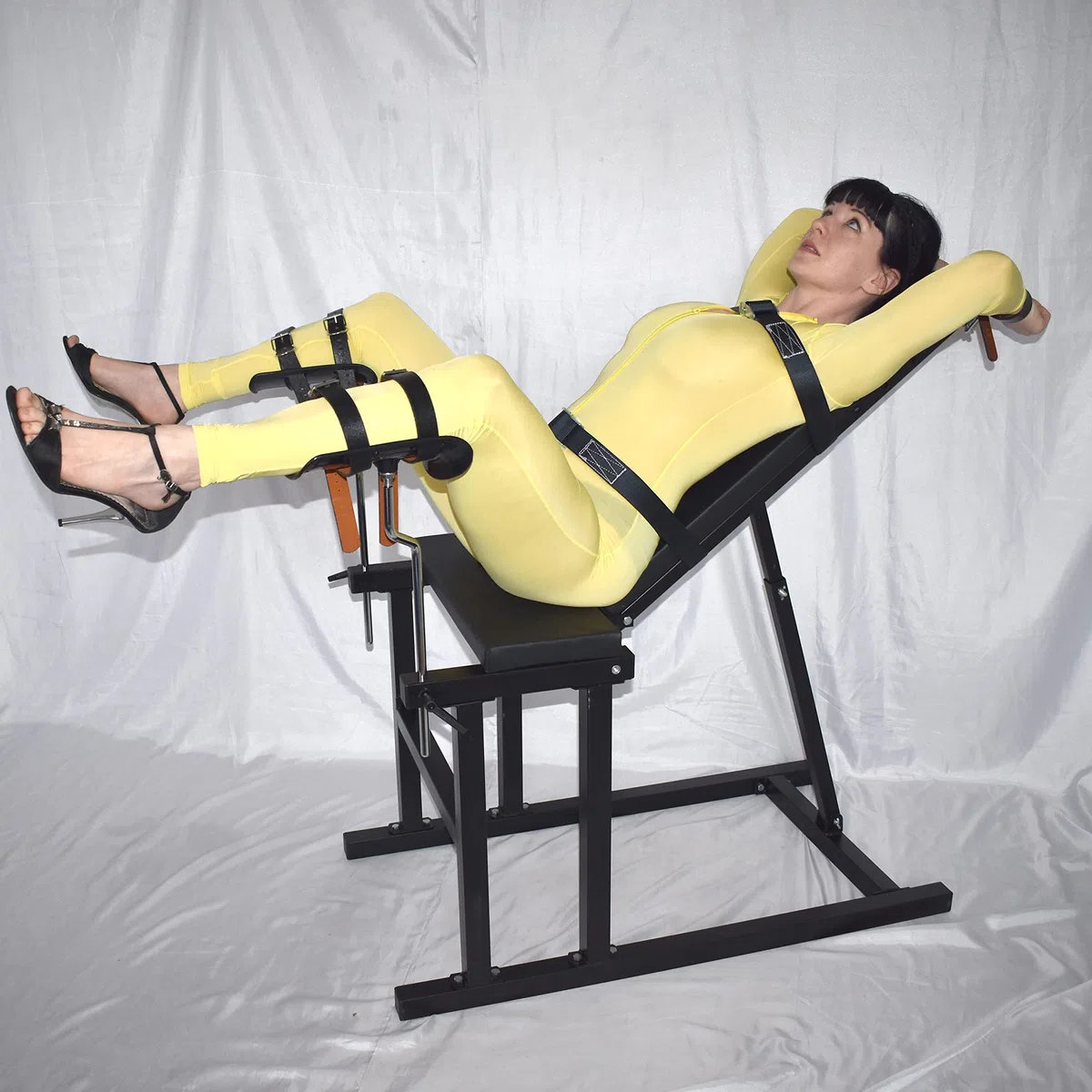 Sedia fetish per bondage ginecologico - Robusta sedia BDSM con vincoli per mani e gambe, schienale regolabile per giochi in clinica e giochi di ruolo erotici