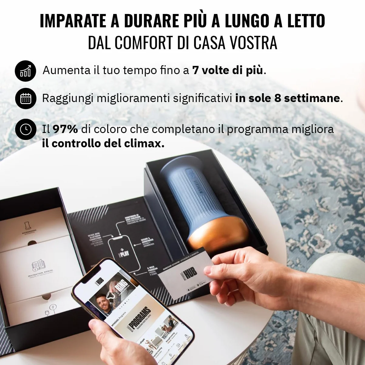 MYHIXEL CONTROL II Dispositivo per Eiaculazione Precoce con App AI Bluetooth Design Realistico Vibrazione Riscaldamento