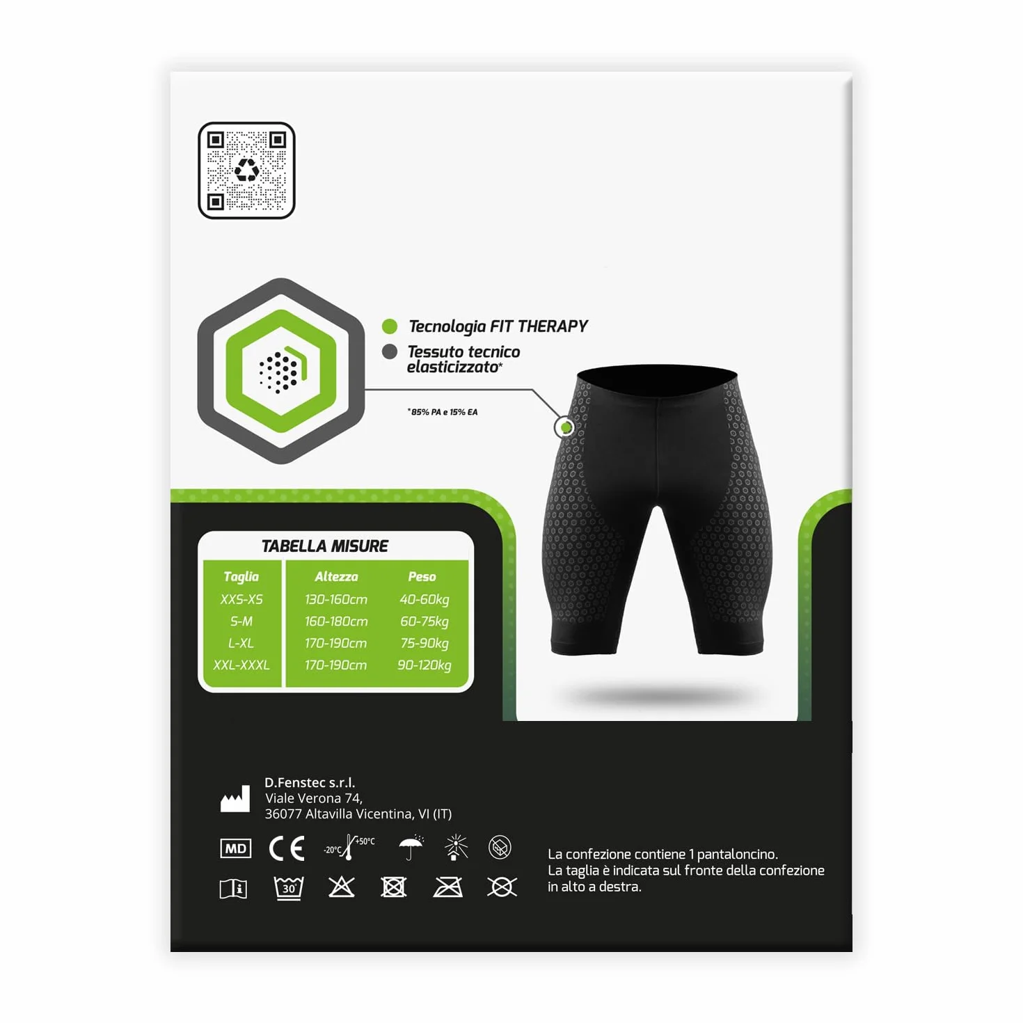 FIT THERAPY Pantaloncini Tecnici Dispositivo Medico per Dolori Muscolari e Articolari Lombalgia Coxalgia Sciatalgia Senza farmaci traspirante