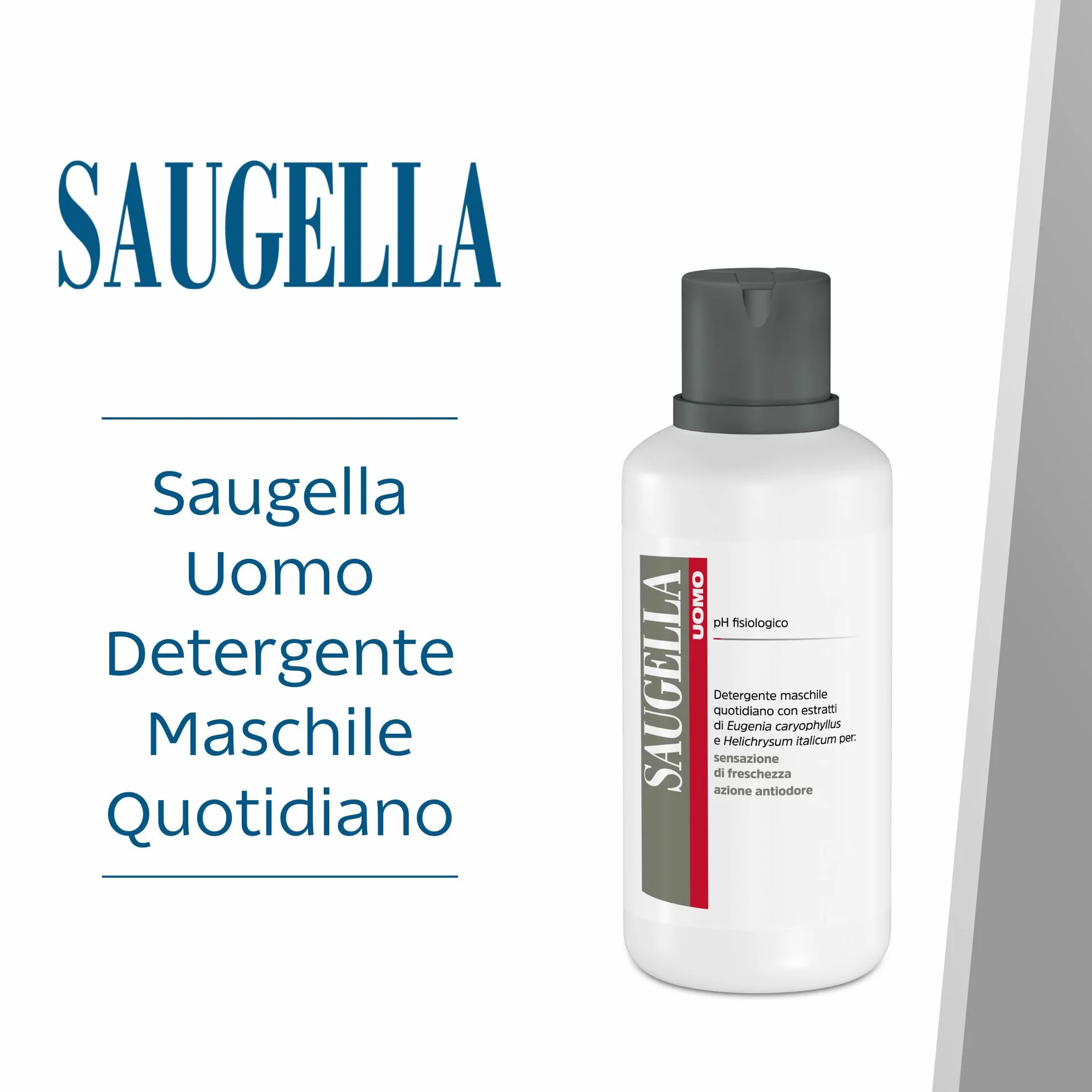 Saugella Uomo Detergente Intimo e Corpo Rivitalizzante Antiodore 2x750 ml