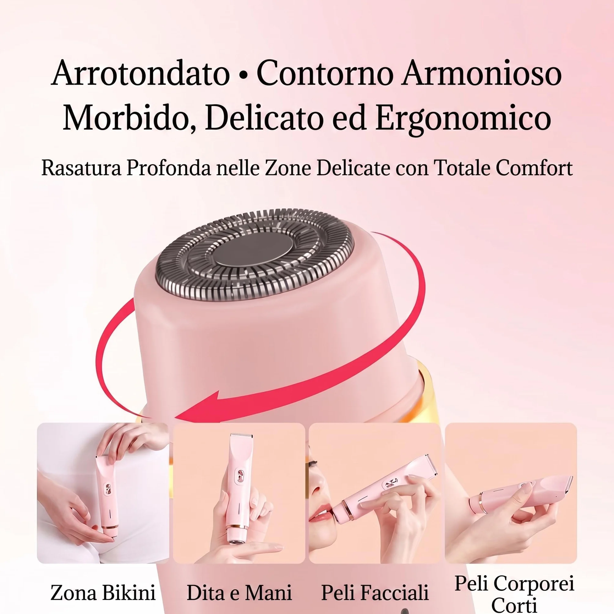 Glorya Rasoio Elettrico Donna 2 in 1 IPX7 Lame in Ceramica Ricaricabile Trimmer Bikini