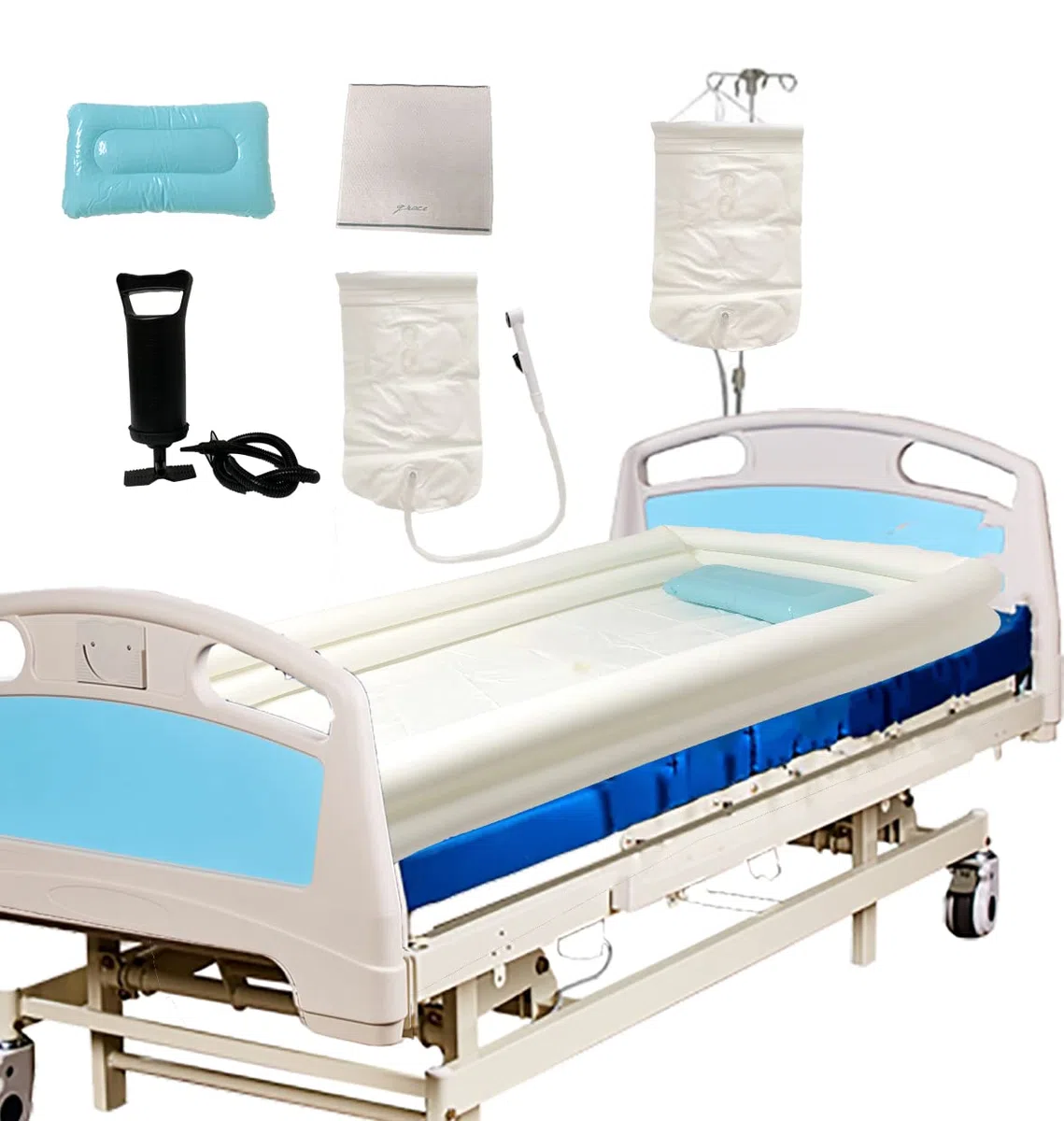 HWIN Kit doccia gonfiabile vasca da bagno, sistema doccia per adulti per lavabo per bagno, con sistema di assistenza per anziani disabili costretti a letto con pompa ad aria 345677