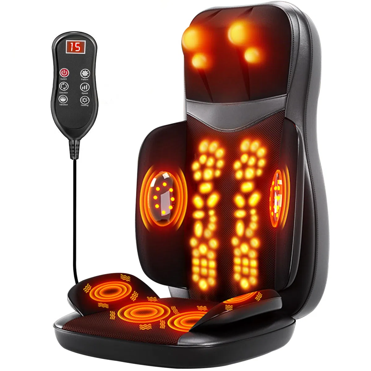 Shiatsu Tappetino da massaggio Schiena con Calore,2D/3D Shiatsu Massaggiatore Elettrico con Compressione d’Aria, Poltrona Massaggiante Professionale per Corpo a Casa o da Ufficio