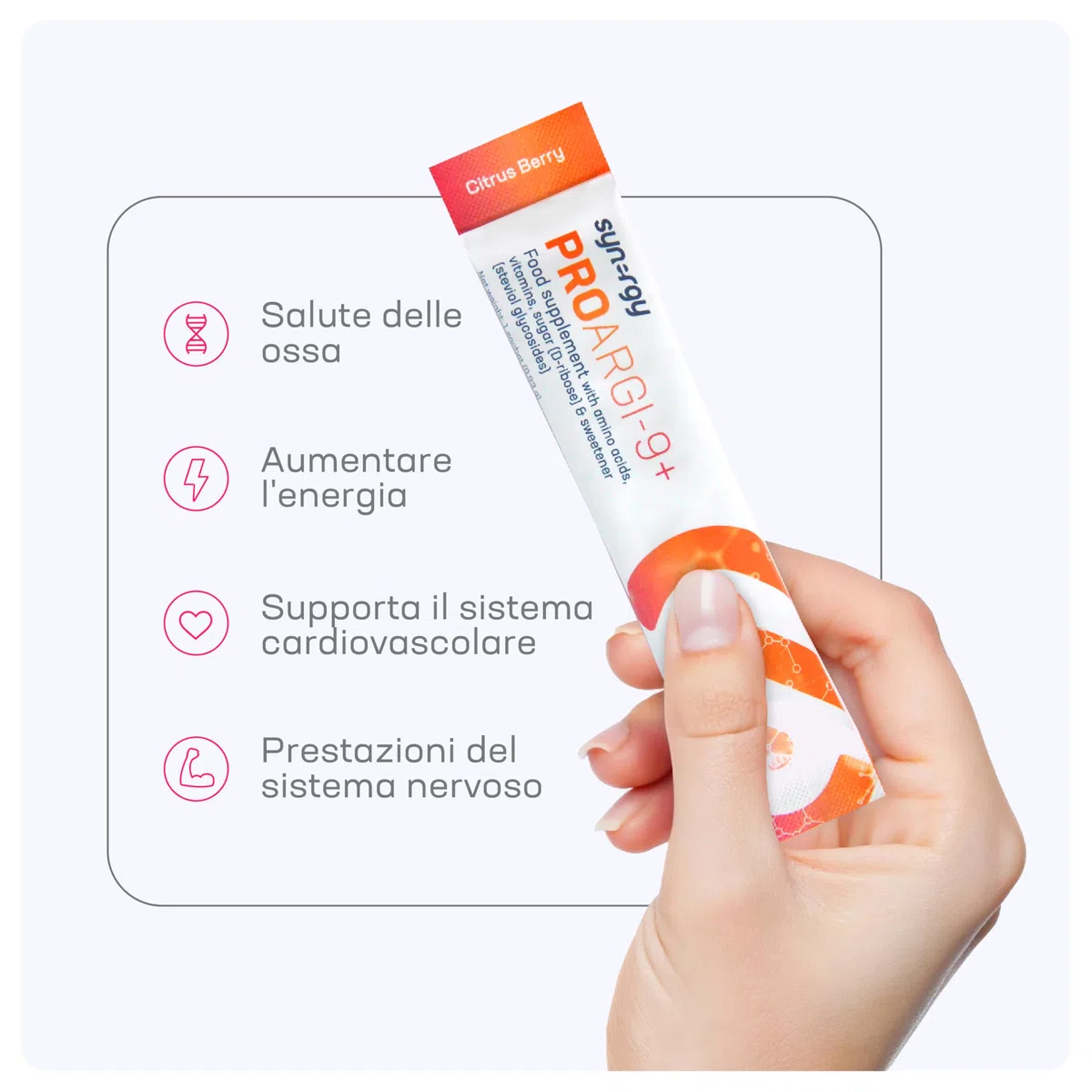 Synergy Worldwide ProArgi 9+ 295 g | 5000mg L-Arginina e 200mg L-Citrullina con Vitamine C, D3, K, B6 e B12 | Supporto Cardiovascolare e Circolatorio | 30 Bustine