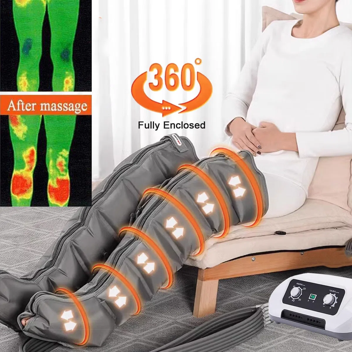 Professionale Apparecchio Massaggiatore Per Gambe, Addome E Braccio, Pressoterapia Per Casa | 6-Camere Massaggiatore Elettrico Compressione D'Aria, Pressoterapia Linfodrenaggio Circolazione Gambe