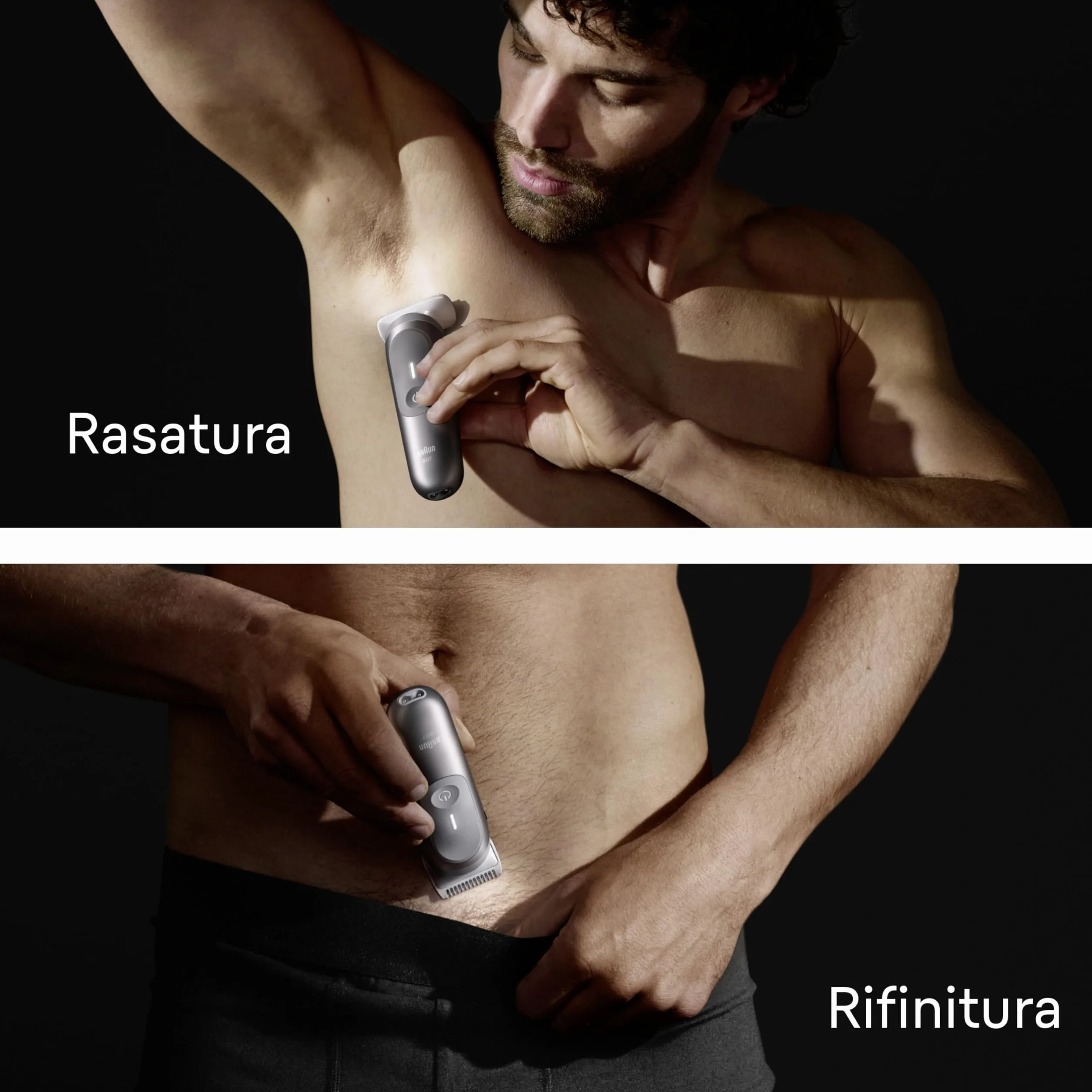 Braun Series 7 Rasoio Elettrico Corpo Uomo, 8 Strumenti Cura Corpo, Smartlight, SkinGuard, 100 Min Utilizzo, Impermeabile, Grigio