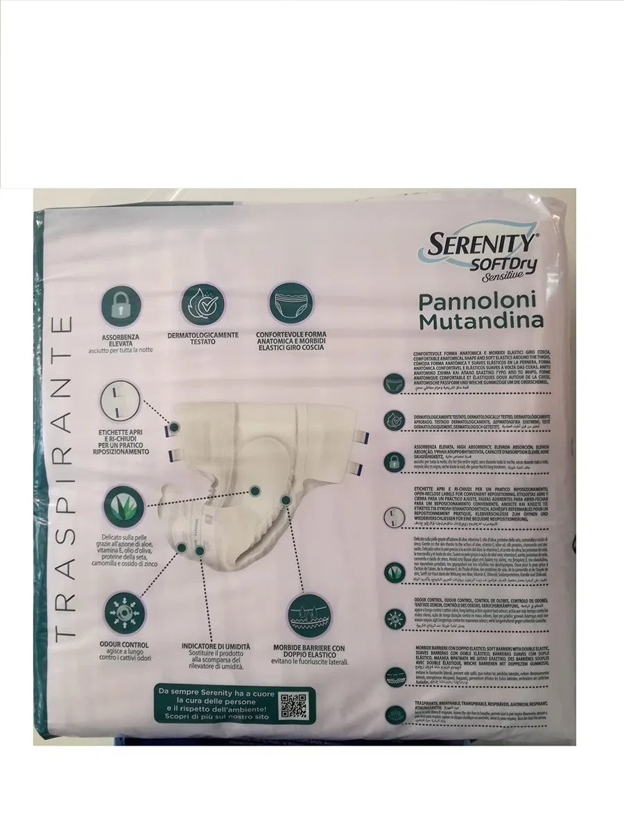 PANNOLONI MUTANDINA SERENITY SOFTDRY SENSITIVE MAXI TG. XL ASSORBENZA MASSIMA 4 CONFEZIONI DA 15 PEZZI