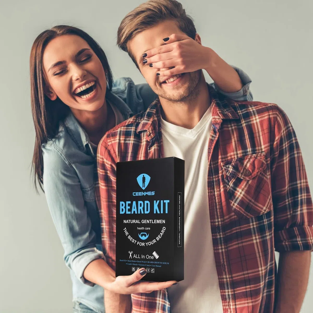 Kit Prodotti Barba e Baffi Uomo con Olio, Siero per la Crescita, Balsamo, Spazzola, Pettine, Regalo Compleanno