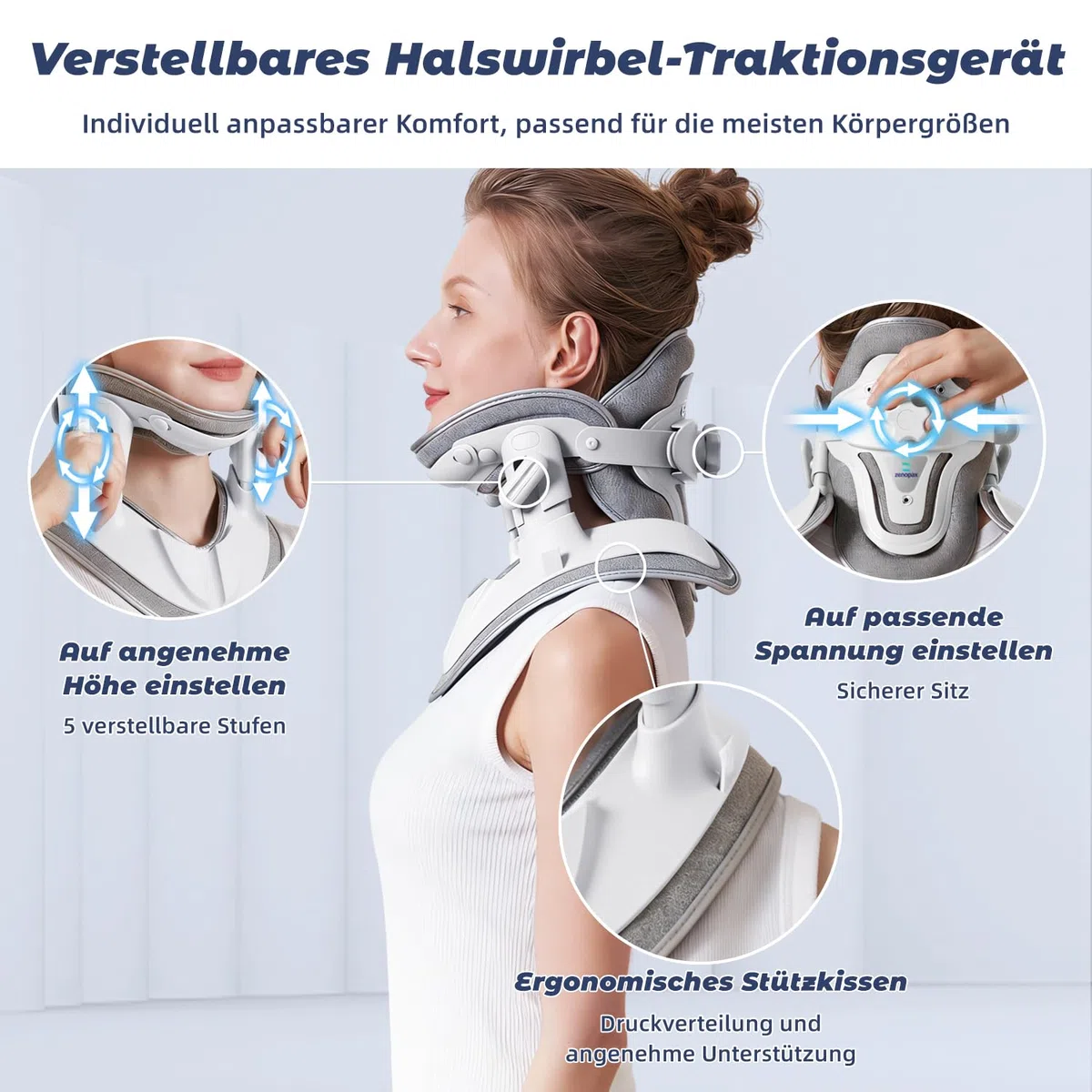 Dispositivo di trazione cervicale Holdsound, apparecchio per stretching e supporto del collo, strumenti regolabili per l'allungamento cervicale per uso domestico