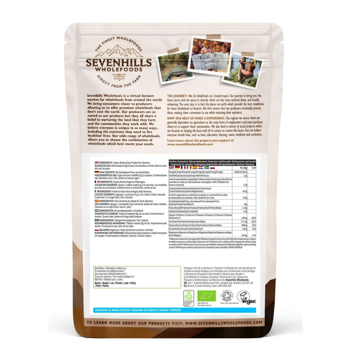 Sevenhills Wholefoods Erba D'Orzo Biologica Europea in Polvere 1kg
