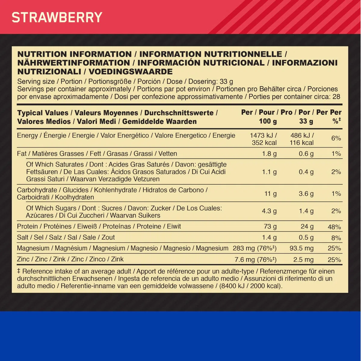 Optimum Nutrition Gold Standard 100% Casein Proteine di Caseina in Polvere a Rilascio Graduale Durante la Notte con Zinco e Magnesio Gusto Fragola 28 Porzioni 924g + Shaker