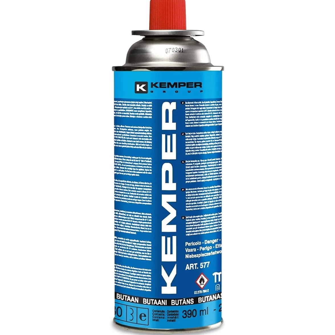 KEMPER Confezione da 28 cartucce di gas butano da 220g (UN2037) con valvola di sicurezza – Bottiglia di ricarica per fornello da campeggio, cannello per saldatura, lampada a gas portatile, grande