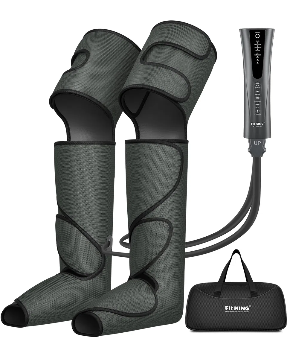 FIT KING Pressoterapia per Casa, Massaggiatore Gambe, Circolazione Sanguigna, Allevia Dolori Muscolari, Ideale per Ufficio, Anziani e Sportivi (Piedi, Polpacci e Cosce)