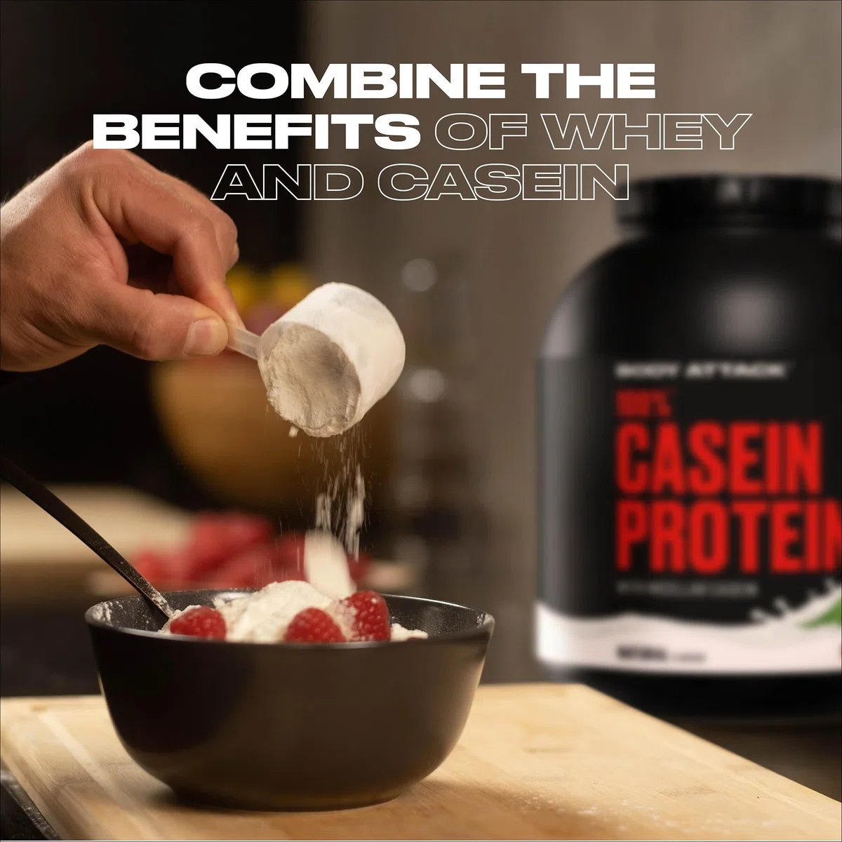 Body Attack 100% proteine caseina, naturale, 1,8 kg di proteine in polvere – ricco di aminoacidi essenziali – costruzione muscolare e conservazione