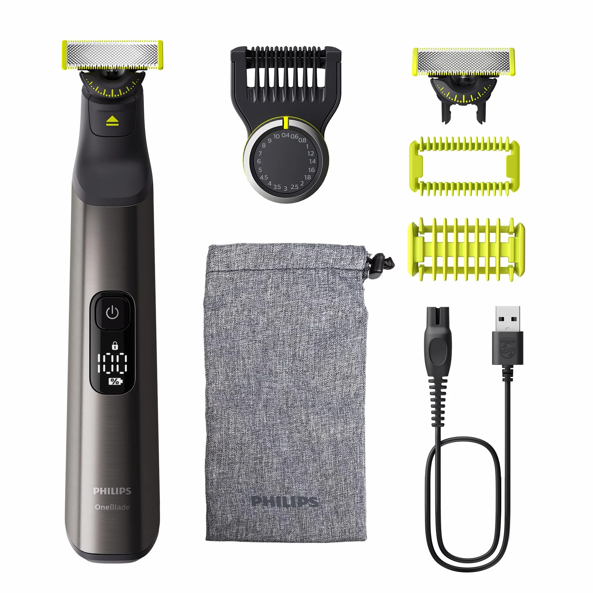 Philips OneBlade Pro 360 QP6552/30 Regolabarba elettrico viso corpo 2 lame 360 pettine custodia