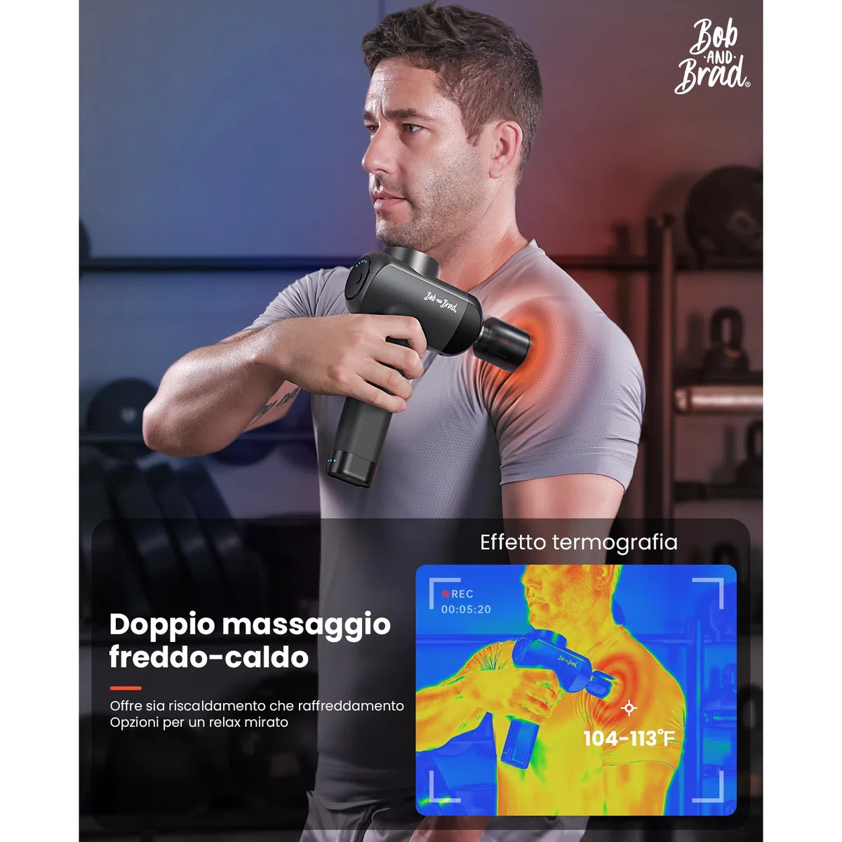 Bob and Brad X6 Pro Max Pistola Massaggio Muscolare con Testa Massaggiante Metallo e Caldo Freddo, Pistola Massaggiante, Elettrico Massaggiatore per Massaggio del Corpo Spalla Schiena