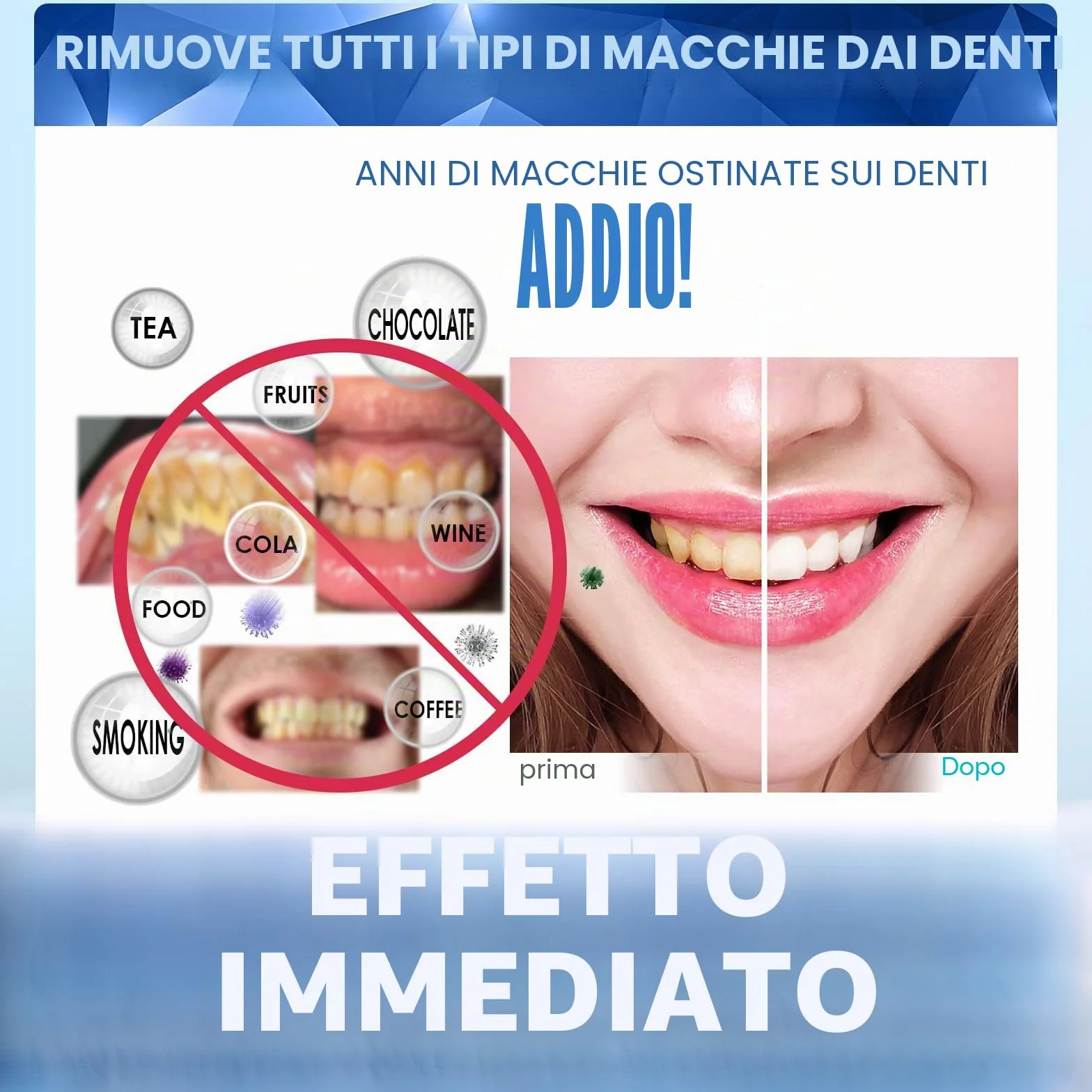 Kit Sbiancante Denti Wireless con Luce LED, 5 Gel Sbiancanti da 3ml per Sbiancamento Denti Immediato