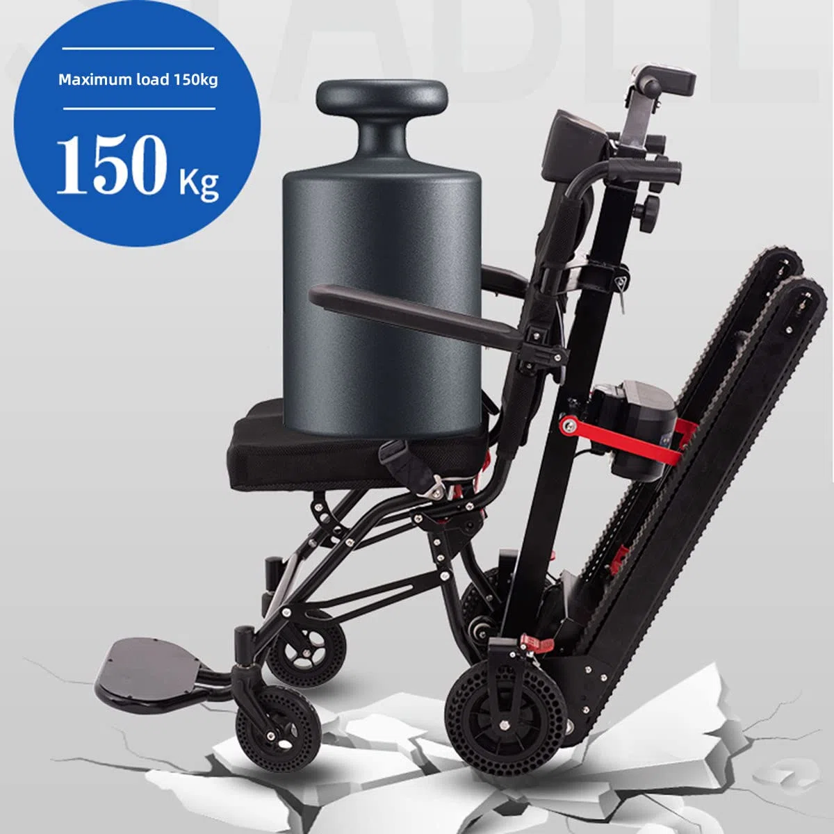 Combinazione di montascale Elettrico Pieghevole Leggero + Sedia a rotelle Manuale, 2 in 1, con poggiatesta, su e Giù per Le Scale, Display LCD Intelligente, carico 330 libbre