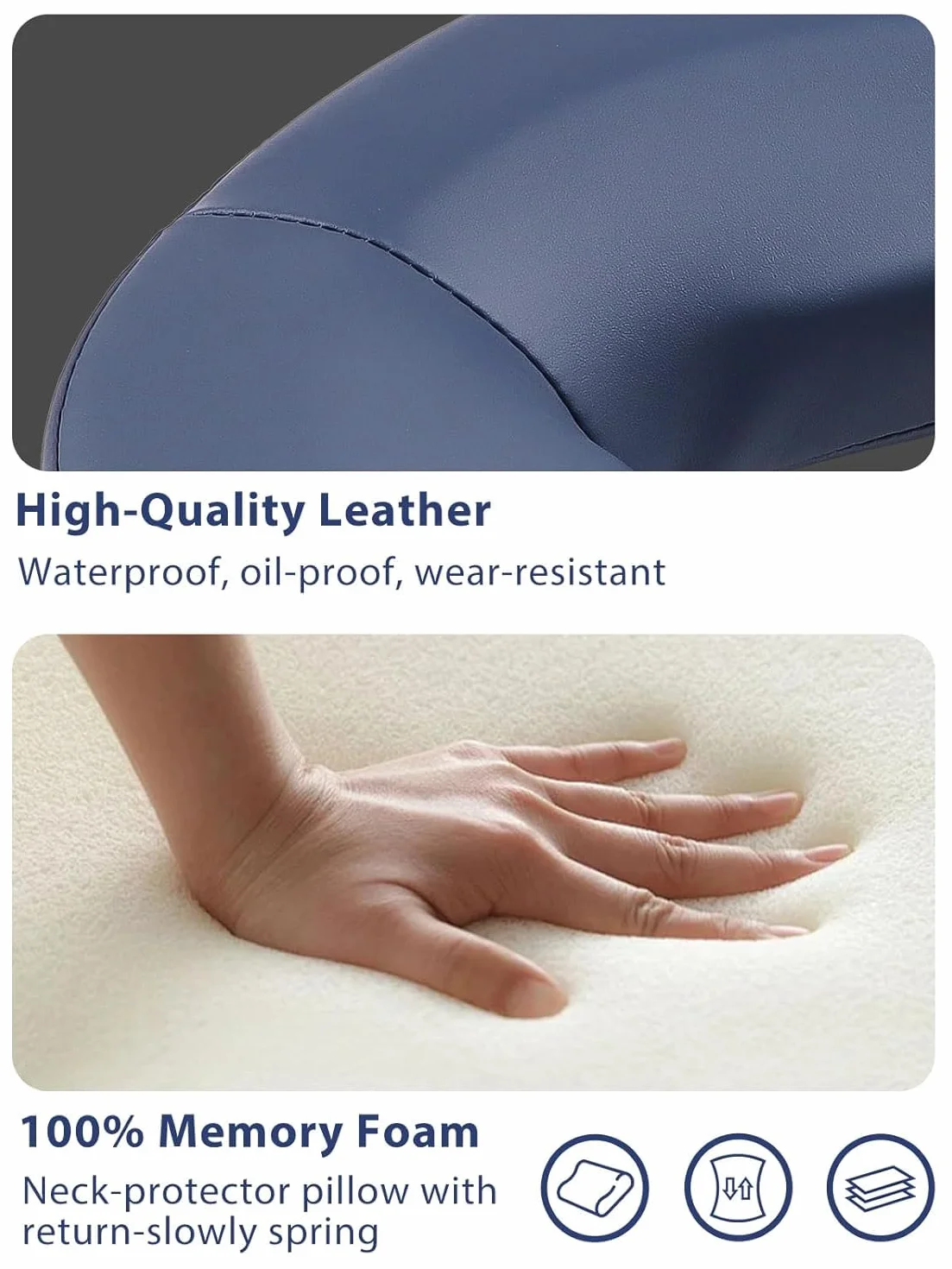 EBANKU Kit per massaggi per materasso, poggiatesta regolabile, cuscino a faccia in giù con bracciolo per lettino da massaggio per letto a casa (blu)
