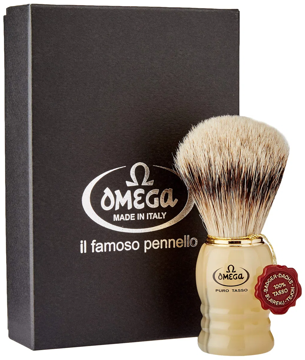 Omega 620 - Pennello da Barba in Puro Tasso Beige, 1 unità, 1