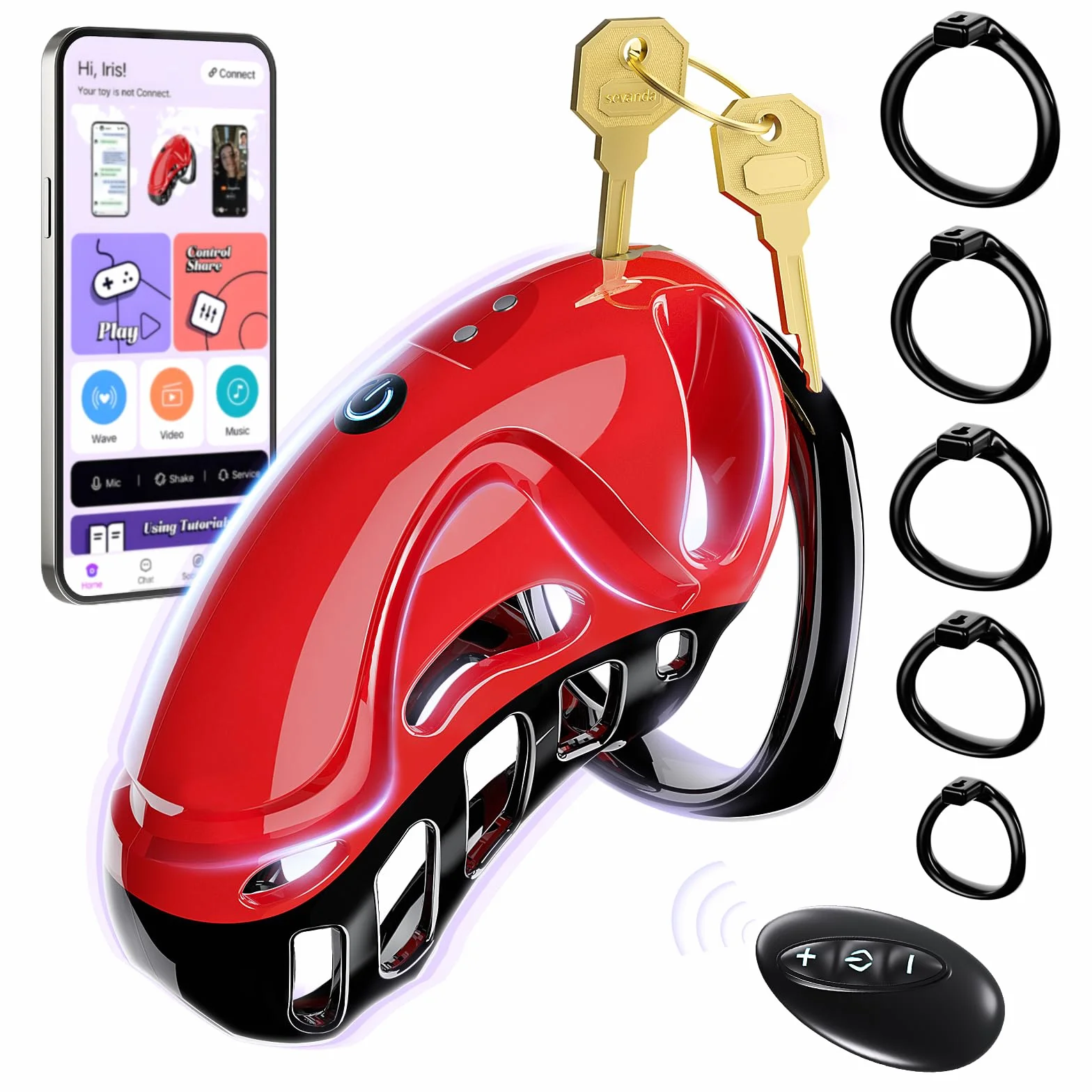 Gabbia per Pene Sex Toy Uomo con 5 Anelli - Giocattolo Sessuale Maschile per Bondage SM
