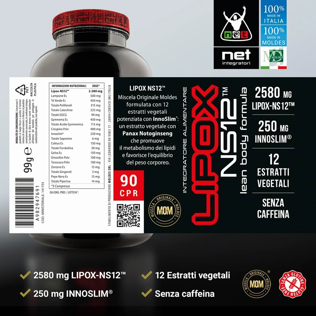 Net Integratori LIPOX NS12 90cpr Integratore Metabolico Naturale con Innoslim®