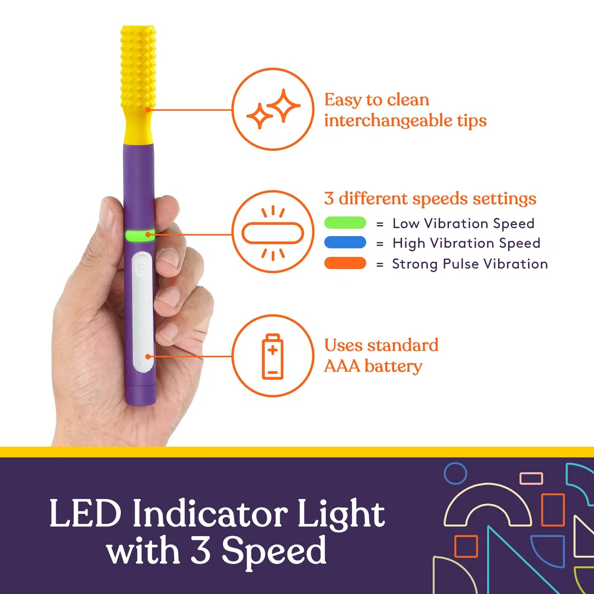 Special Supplies Buzz Buddy Oral Stimulation Kit with 6 Soft Textured Interchangeable Heads, Calm Sensory Needs, Support Speech, And Stimulate Self Feeding, Gentle Vibrations