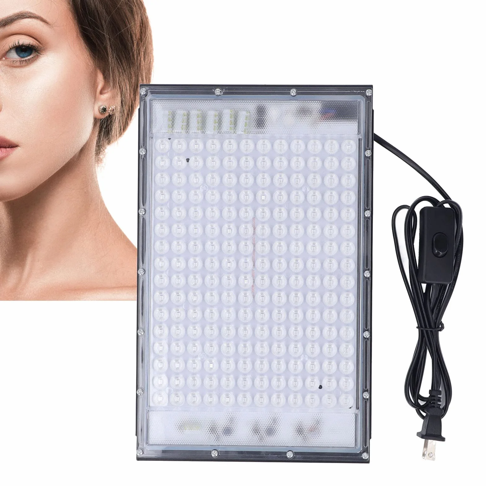 Lampada per Fototerapia Portatile a Luce Blu 100W 192 LED, Macchina Abbronzatura Viso e Corpo