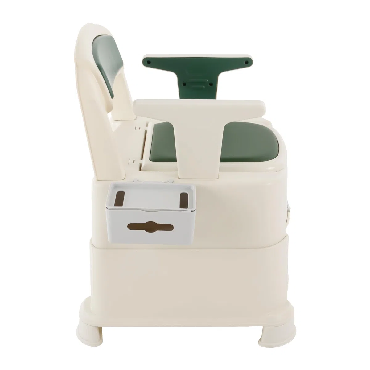 WC portatile per adulti, con Sensory Light, fino a 200 kg, con braccioli, schienale, WC da campeggio, per malati, anziani, disabili e donne incinte (verde + bianco)