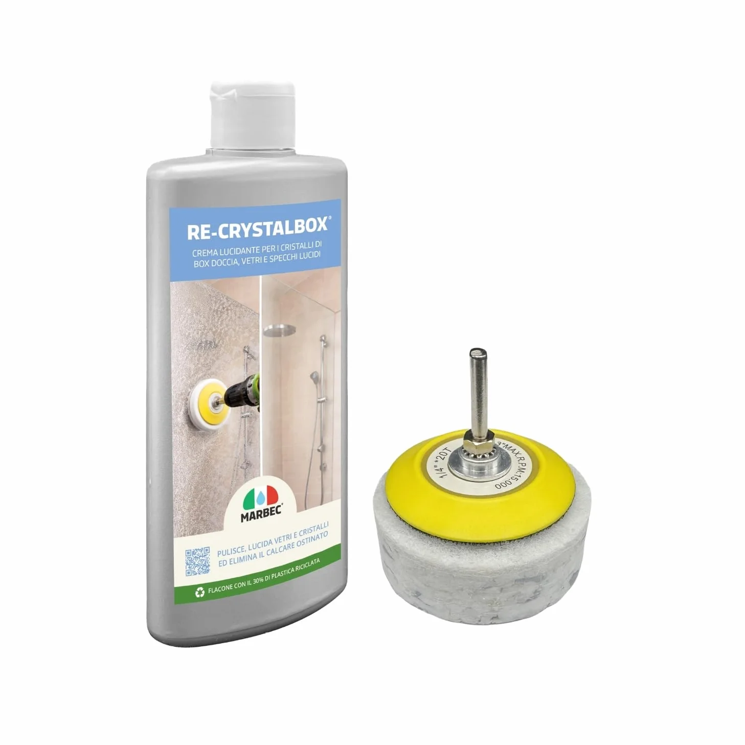 MARBEC RE-CRYSTALBOX 250GR Crema disincrostante lucidante vetri cristalli doccia