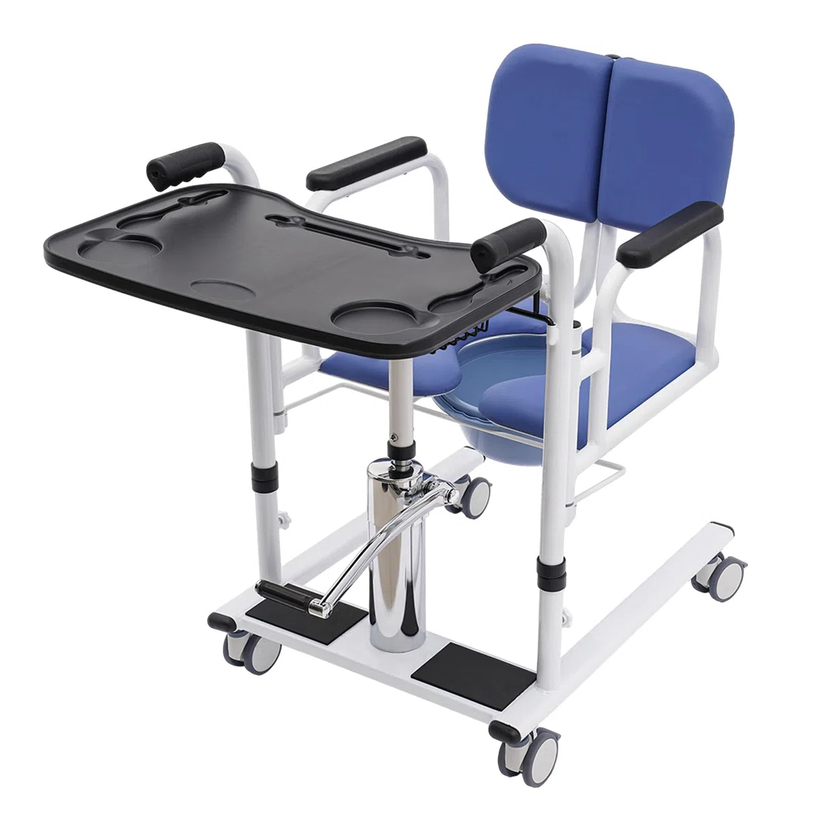 Sollevatore idraulico per pazienti Sedia di trasferimento, 150 kg (330 lbs). Sedia a rotelle di trasporto multifunzionale per anziani idraulica regolabile in altezza Sedia da doccia Sedia elevatrice