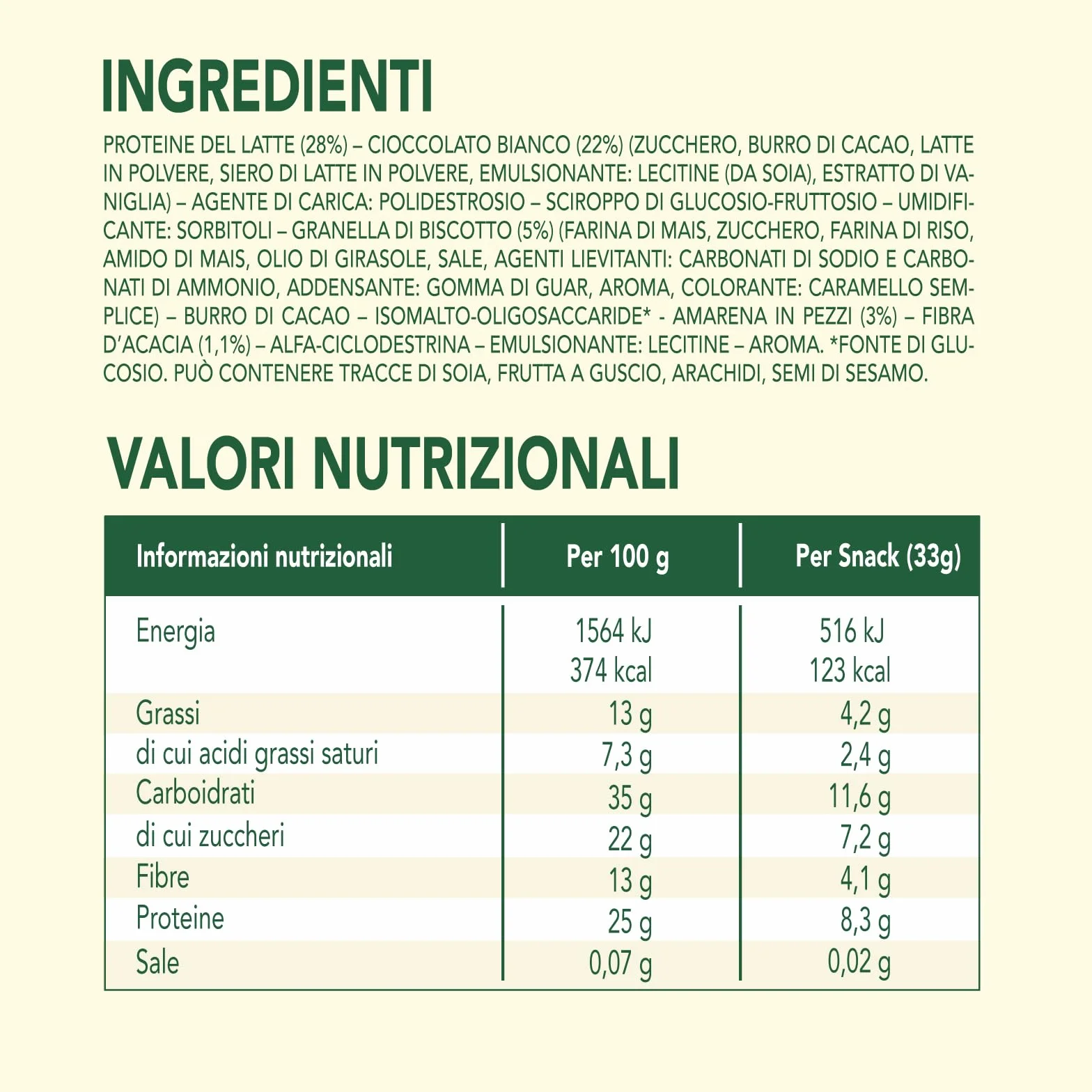 Enerzona Snack 40-30-30 Confezione 30 Barrette Gusto Amarena Copertura Cioccolato Bianco