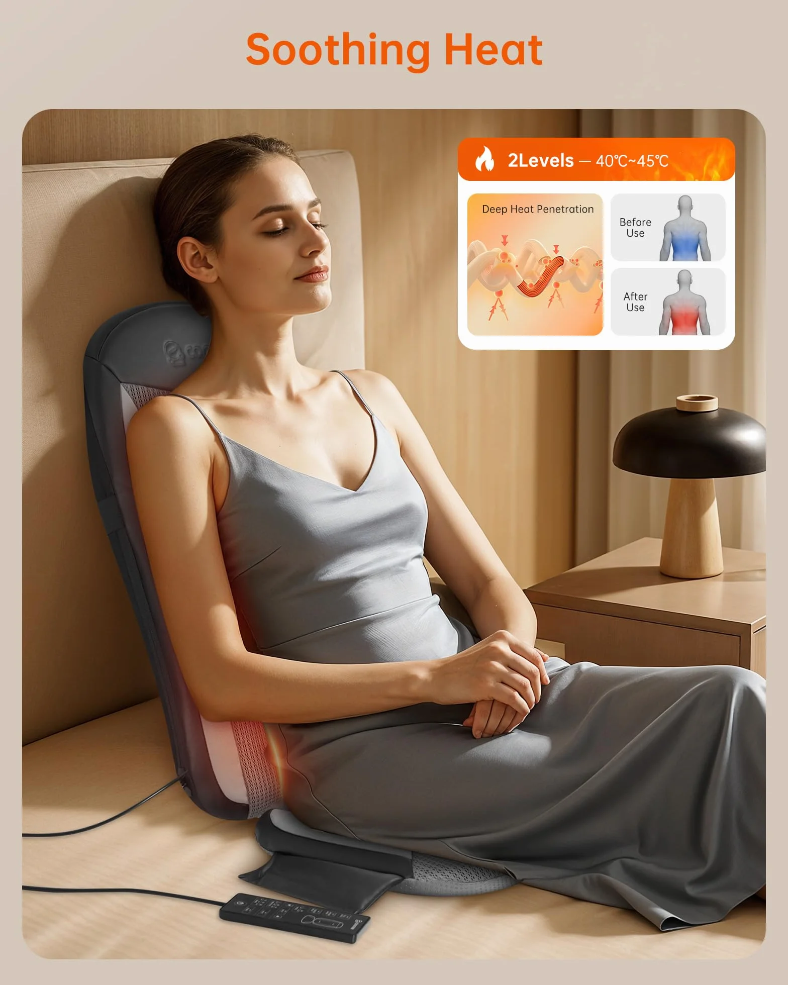 COMFIER Sedile Massaggiante, Shiatsu Coprisedile Cuscino Massaggiante Schiena, Sedile Massaggiante Schiena e Collo con Funzione Riscaldante, Relax per Tutta la Schiena, Adatto per l'Ufficio, Regalo