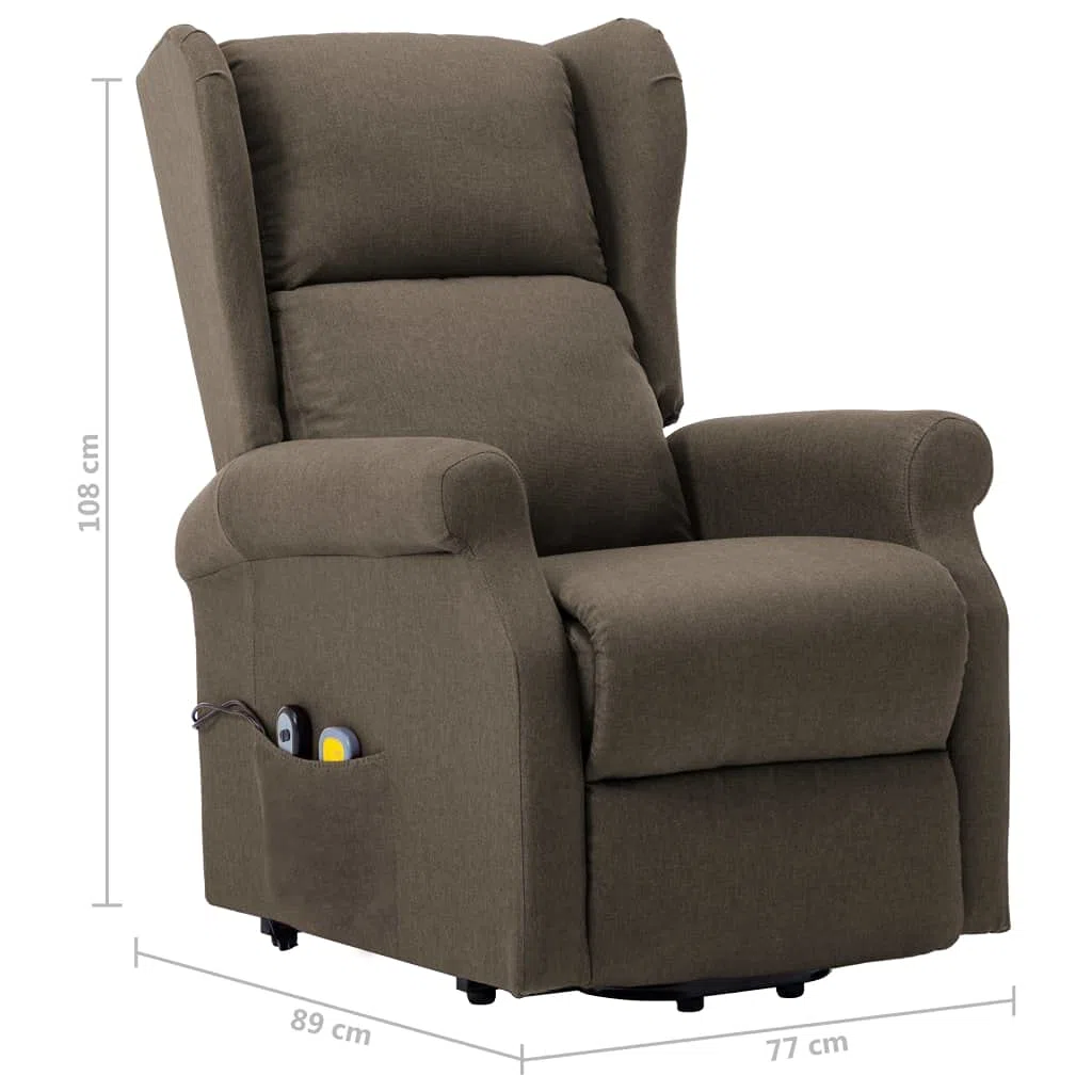 vidaXL Poltrona Massaggiante Alzapersona Poltroncina per Massaggi Divano Singolo Massaggiatore Sedia TV Arredamento Grigio Talpa in Tessuto