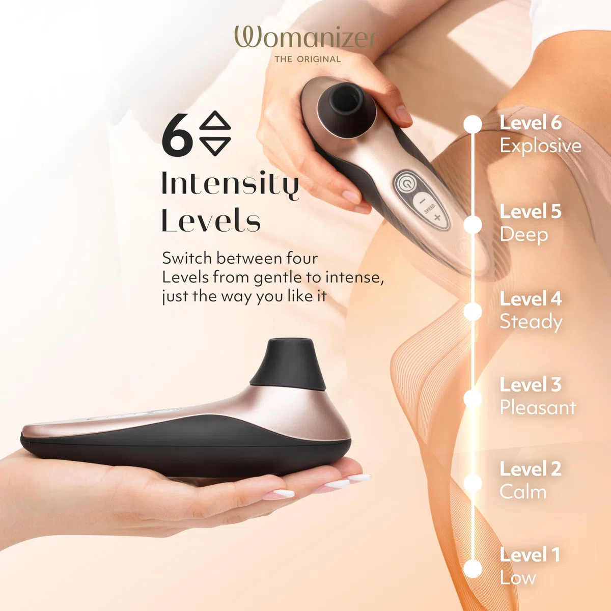 Womanizer Pro40 Succhia Clitoride per Donna | Succhiatore Clitorideo con 6 Intensità | Stimolatore Vibratore Impermeabile | Sex Toy Ricaricabile Coppie | Oro Rosa
