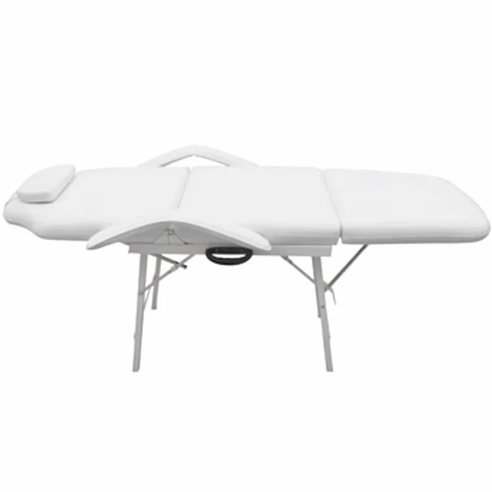 vidaXL Sedia da Massaggio Portatile Similpelle Bianco 3 Zone Lettino Estetista