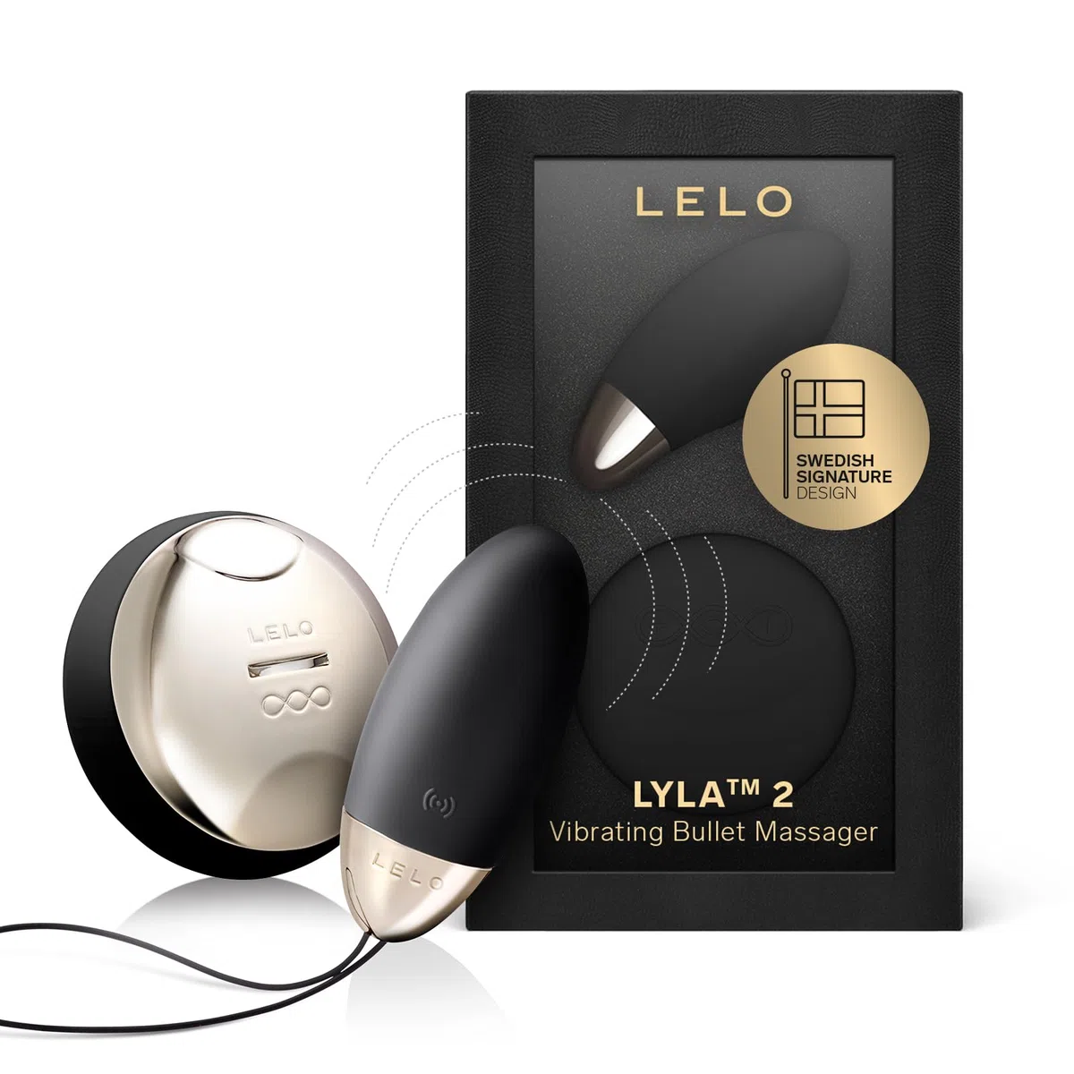 LELO LYLA 2 Massaggiatore a Proiettile per Adulti, Massaggiatore Portatile in Silicone con Tecnologia SenseMotion e Telecomando, Mini Vibratore, Stimolatore Clitorideo, Black