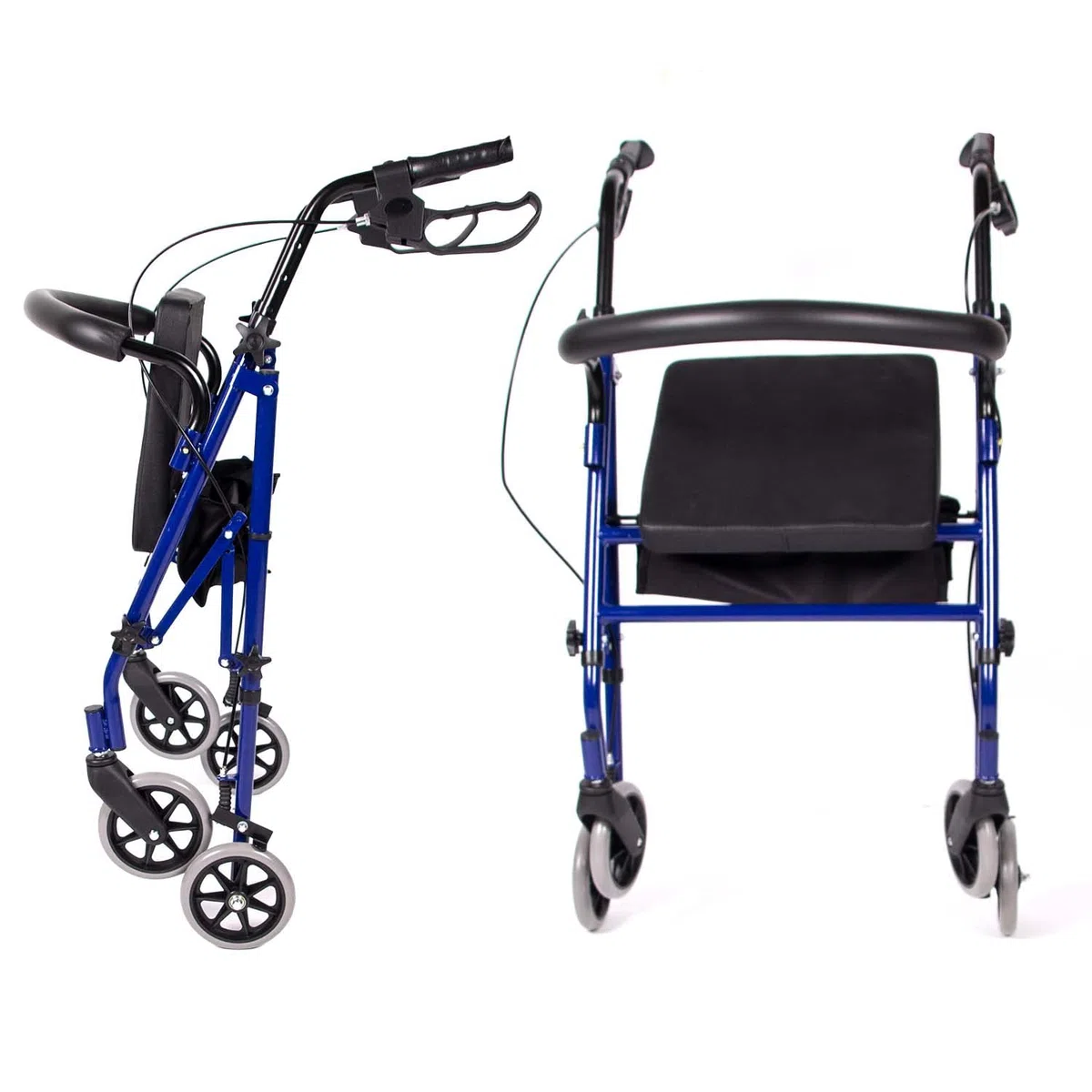 Deambulatore Pieghevole Leggero per anziani - Girello ultraleggero con 4 ruote, seduta e cestino - Rollator ideale per il trasporto nel bagagliaio - Blu