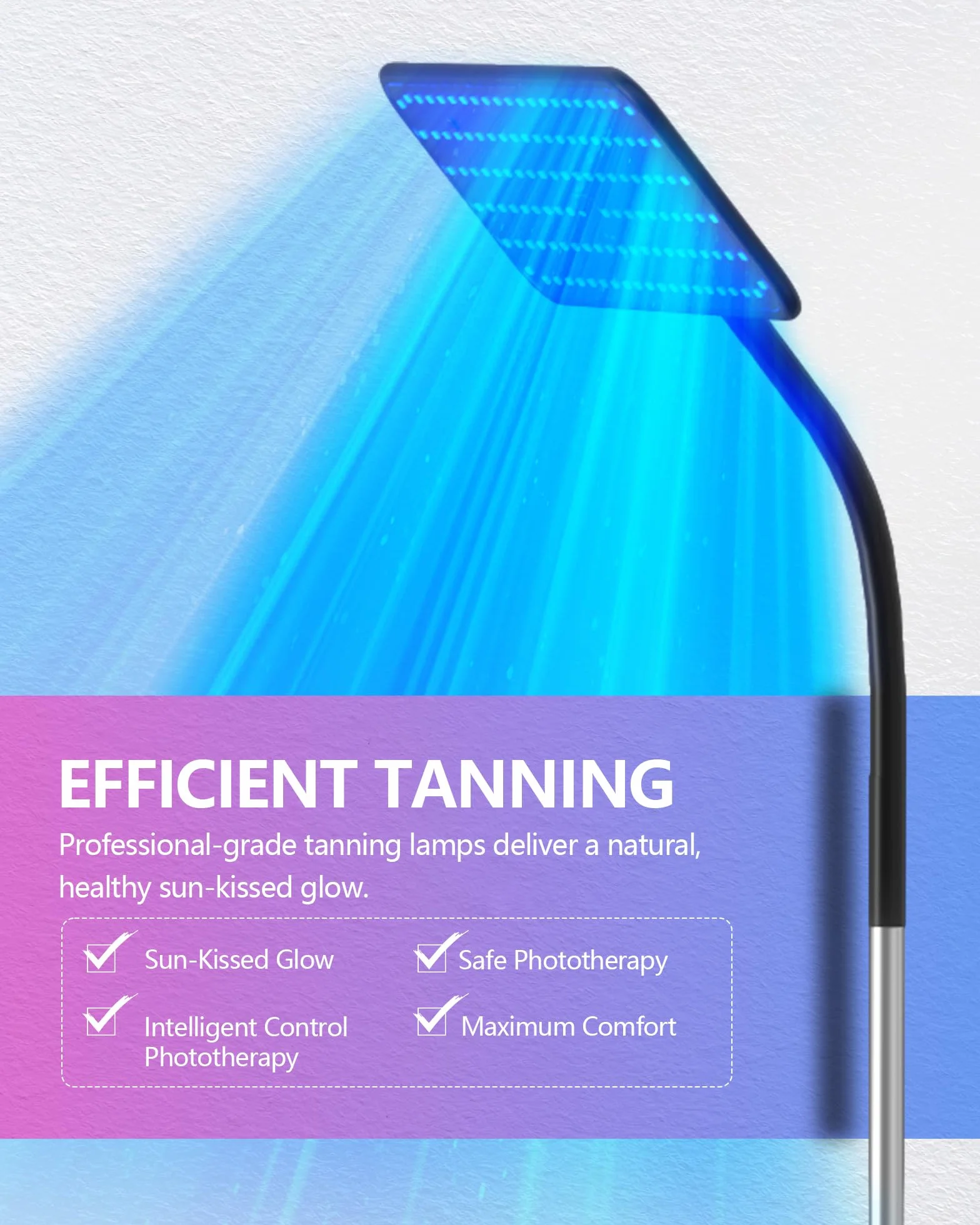 Solarium lampada abbronzante 50 W base retrattile 460 NM 490 NM terapia luce blu domestico