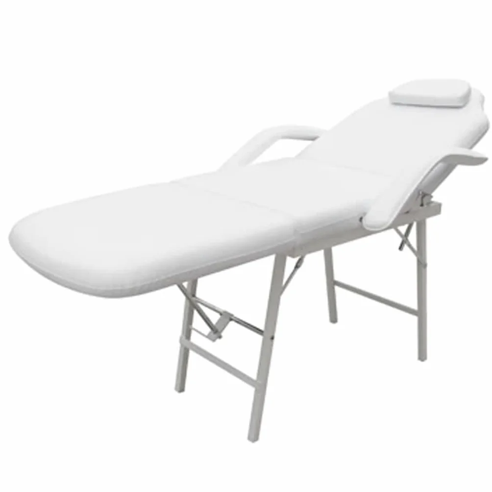 vidaXL Sedia da Massaggio Portatile Similpelle Bianco 3 Zone Lettino Estetista
