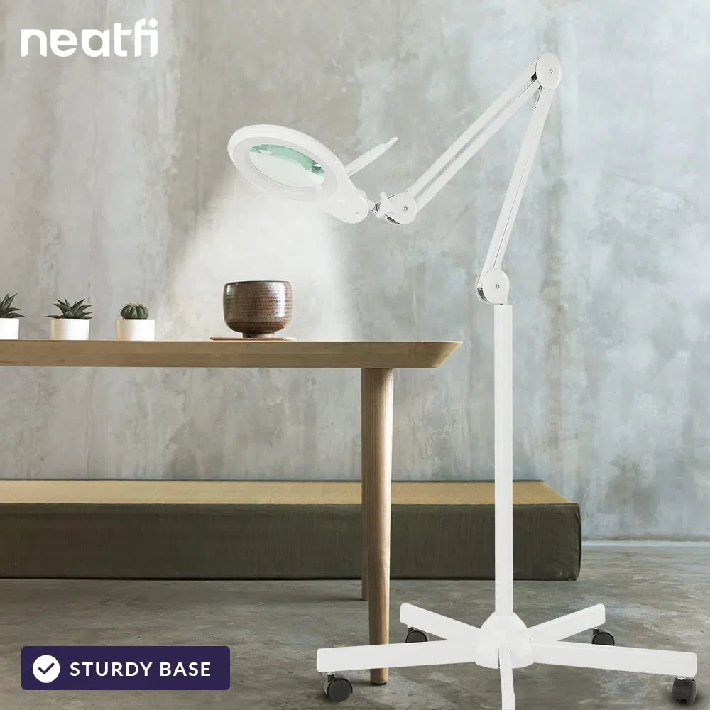Neatfi Bifocale 1,200 Lumen Super LED Lampada bifocale con Base Rotante a 5 Ruote, Spina Europea, 5 diottrie con 20 diottrie, dimmerabile, Viene Fornito (Bianco)