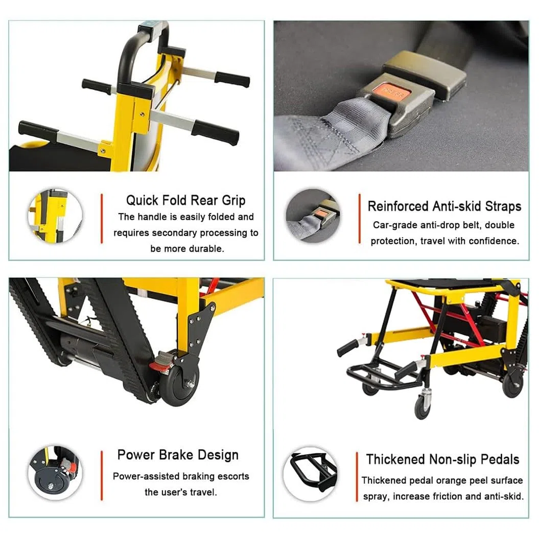 WOLWES Montascale Portatile,Carrello Elettrico per Sedia A Rotelle per Scale da Arrampicata,Montascale Elettrico,Sedia A Rotelle per Salire Le Scale,Lega di Alluminio Yellow