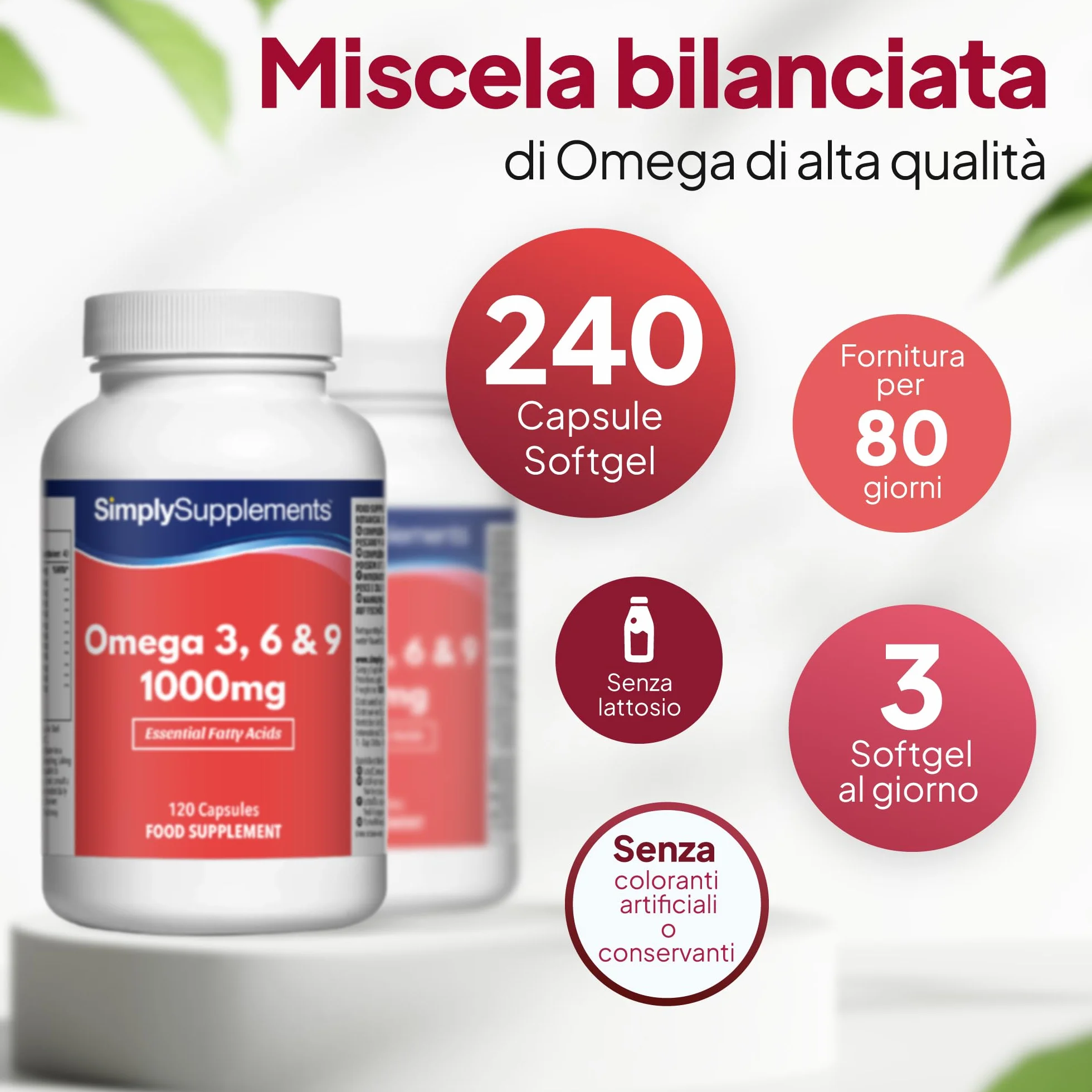 Omega 3 6 9 1000 Mg Olio Di Pesce 240 Capsule Softgel Simply Supplements
