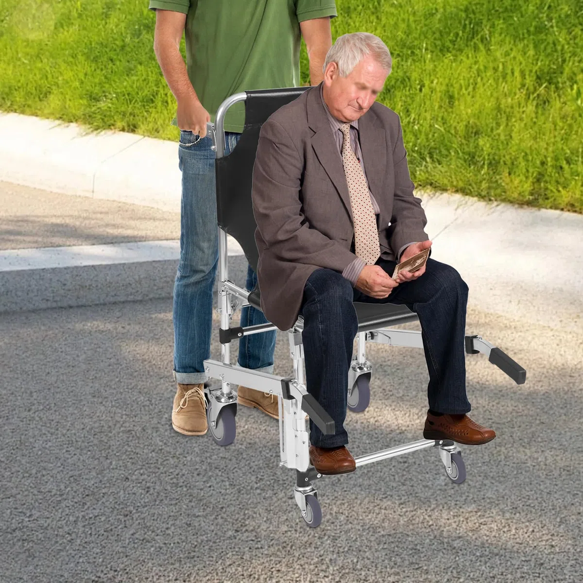 MINRS EMS - Sedia per scale, pieghevole, 160 kg, per il trasferimento di pazienti o persone con mobilità limitata