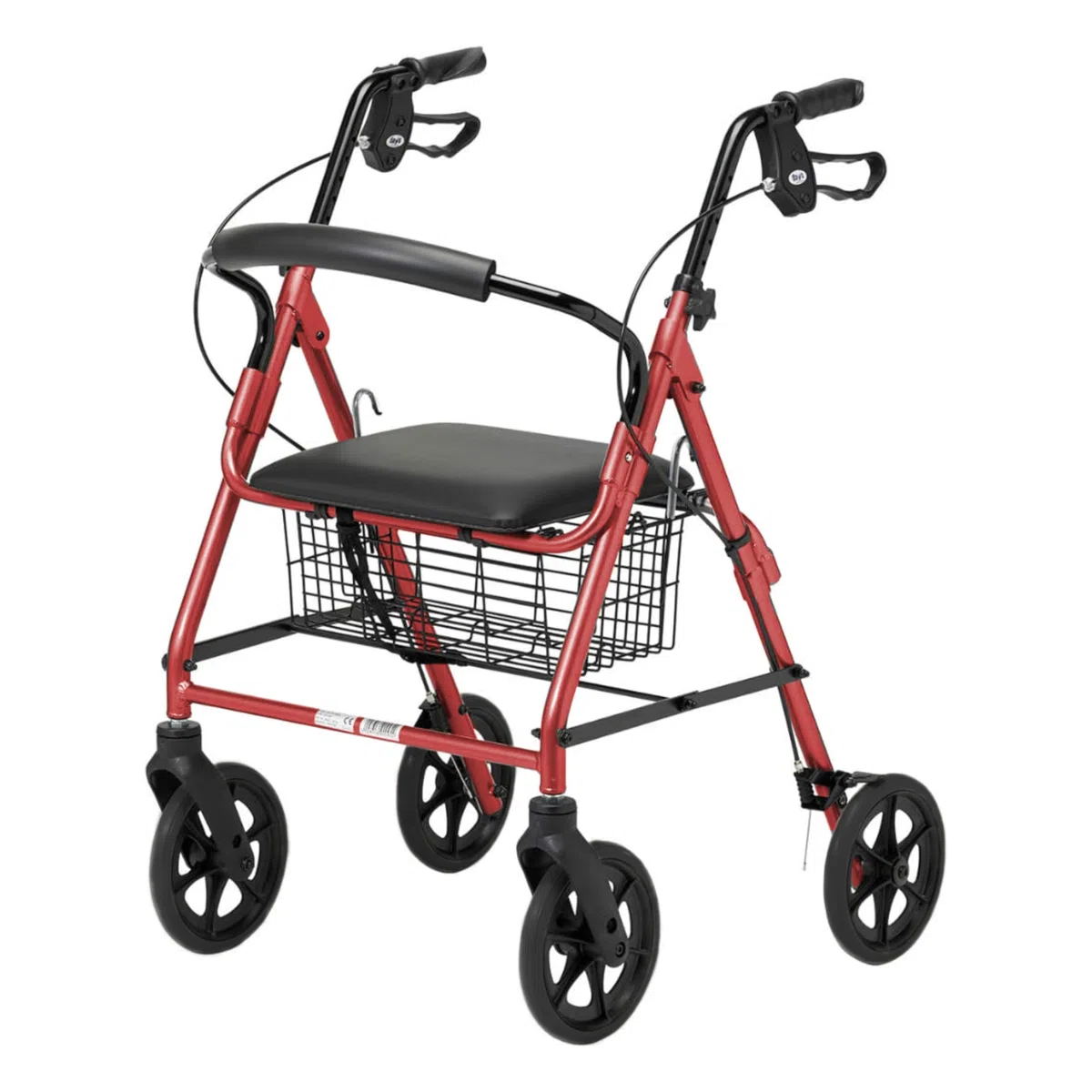 Patterson Medical - Deambulatore a 4 ruote, con freno, colore: Rosso