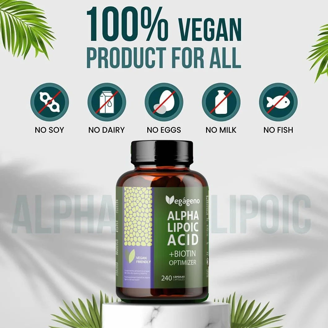 Acido Alfa Lipoico (ALA) + BIOTINA Optimizer 600 mg. 240 capsule vegetali. Antiossidante naturale. Senza glutine. Non OGM. Adatto a vegani